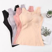 Plus Size Lingerie Fall Winter Plus Size Laser Cut V Neck Lace Tank Top Thick Velvet Lined Removable Padded Tank Top