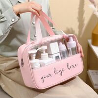 Personalized Custom Logo Female PVC Transparent PU Makeup Beauty Skin Care Bag Cosmetic Large Capacity Storage Bag