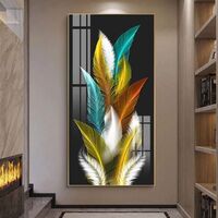 Living Room Home Decor Cuadros Nordic Modern Art Feathers Glass Canvas Painting Nordic Wall Painting