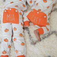 Personalized Boys and Girls Pajama Set Organic Cotton Monogram Pumpkin Kids Hip Flap Pajamas