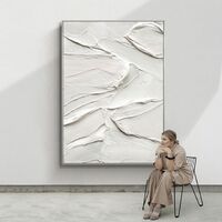 100% Handmade Oil Painting Modern Abstract 3D Thickness Oil Pure White Living Room Decorative Painting