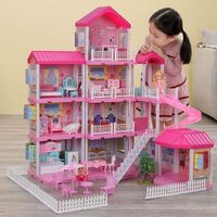 My Cute Doll House 4 Tier Mini Doll House Furniture DIY 3D Doll Dream House Girl With Lights
