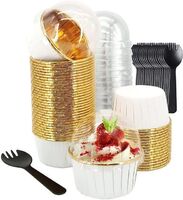 Dessert Packaging Round Colored Meat Pie Foil Baking Pan Disposable Aluminum Foil Cupcake Baking Cup with Lid