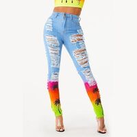 DiZNEW Factory Cool Bright Blue Absorbent Skinny Jeans Stretch Women's Jeans