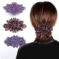 Korean rhinestone big back head bun hair clip mother ponytail spring hair clip crystal flower hair clip