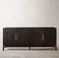 Home Furniture Living Room Furniture Hand Cast Metal Hardware Panel Four Door Sideboard