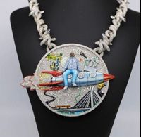 Factory Price Custom LOGO VVS Moissanite Enamel Pendant 925 Sterling Silver Rapper Necklace Hip hop Jewelry For Men Women