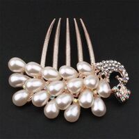 Fashion Pearl Flower Comb Bridal Party Supplies Five Teeth Pearl Comb