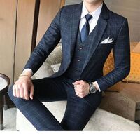 New Men's Suit Fit Plaid Suit Three-piece Casual Fashion Urban Business Men's Suit