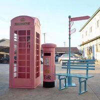 Support OEM Metal Material London Pink Indoor Phone Booth