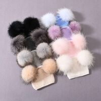 Winter knitted real raccoon fur ball baby detachable fur pompom bulk custom toddler woolen hat for children