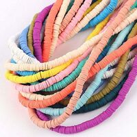 6mm Black Stone Beads Flat Round Polymer Clay Beads Chip Disc Loose Spacers Handmade Disc Beads For DIY Jewelry Making Bracelets