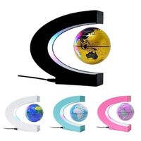 C-shaped floating world globe, anti-gravity flying globe, maglev floating lighting globe