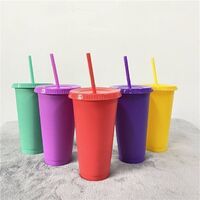 Amazon Hot Sale 700ml 24oz Ice Cold Water Travel Plastic Tea Cup Color Changing with Straw and Lid
