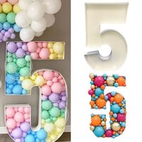 Color White Stand Frame 73cm Blank Jumbo Stuffed Box Mosaic Kids Adult Activities Birthday Anniversary Party Decoration Number Balloons