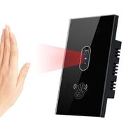 100-240V 10A Smart Wall Light Switch Hand Swipe Sensor Glass Screen Panel Touchless US IR Infrared Light Sensor Switch