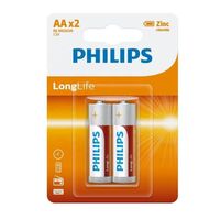 Best Selling PHILIPS LongLife Batteries AAA Size 2pcs Carton Pack High Quality Zinc Chloride Hot Selling Batteries World's Best