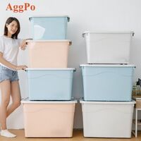 Plastic Storage Box Tote Bag with Wheels and Handle, Clothes Toys Lingerie Storage Box with Lid Storage Box