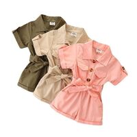 Custom Logo High Quality Casual Onesies Kids Jumpsuits Custom Fashion Summer Girls Jumpsuits