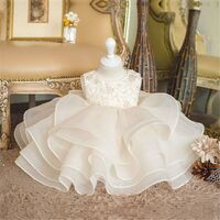 Fashionable Girls Princess Vintage Dress Tulle Kids Puff Sleeves Pink Wedding Party Birthday Tutu Skirt Baby Clothes