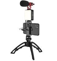 Apexel Professional Microphone Live Streaming LED Light Accessory Tripod Portable Vlog Youtube Phone Kit