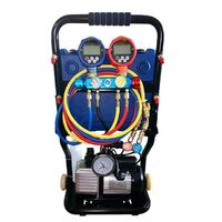 HVAC Refrigerant Charge Recovery Station with 5 Valve Manifold Pressure Gauge for Auto Air Conditioner Repair