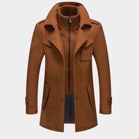 Autumn and winter new custom men's double collar wool warm large size long men's windproof jacket