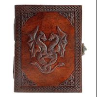 Custom Vintage Leather Diary Embossed Double Dragon Doodle Sketchbook