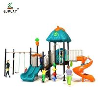 Famous Children's Outdoor Playground Amusement Park Kids Slide with Swing Set