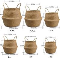 Manufacturing storage basket folding cloth basket straw wicker rattan seagrass belly garden flower pot plant basket
