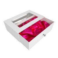 Luxury Satin Insert PVC Window Wig Drawer Cardboard Box With Crystal Handle For Gift Jewelry Cosmetic Packaging