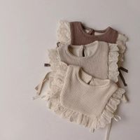 Wholesale Personalized Custom Comfortable Newborn Ruffle Baby Set Baby Bib Pure Cotton Set With Lace
