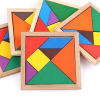 Customized jigsaw puzzle colorful square IQ game brain teaser educational toy Tangram