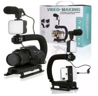 Tiktok Vlogger Photography Equipment Smartphone Camera U-Grip Stabilizer Microphone Mic LED Video Light Vlogging Kit