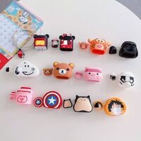 Wholesale 3D cute cartoon power adapter charger case soft silicone case for iphone data line cable case