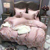 2022 Egyptian Cotton 4pcs Pure Cotton Embroidered Lace Bedding Set