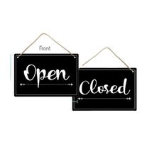 Manufacturer's Custom Printed Open Closed Sign, 12''x8'' PVC Plastic Double Sided Hanging