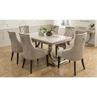 Dining Table Top Marble 6 Velvet Dining Chair | In Stock Modern Dining Table