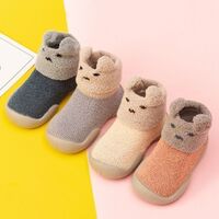 Cute Bear Fuzzy Rubber Sole Baby Kids Footwear