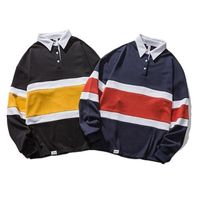 Long Sleeve 100% Cotton Polo Rugby Shirt Custom Striped