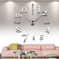 Living room decorative 3d acrylic mirror wall sticker clock