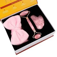 Best High Quality Anti Aging Face Lifting Gua Sha and Face Roller, Rose Pink Jade Face Roller Gift Set