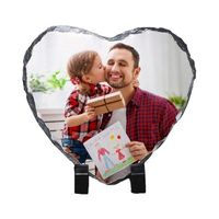 Heat Pressed Custom Photo Frame Heart Rock Slate Photo Slate with Plaque Stand Feet