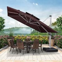 Aluminum Furniture Big Right Cantilever Outdoor Sun Tilt Garden Replacement Patio Umbrella With LED Solar Panel