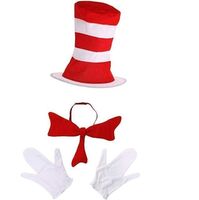 Elope Dr Seuss Top Hat White Gloves, Cat In The Hat Accessory