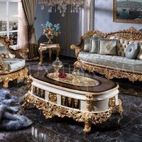 Selena solid wood living room furniture with carvings and gold