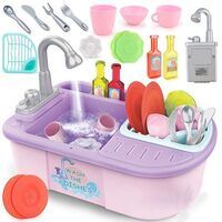 Hot Sale Kids Electric Dishwasher Set Pretend Playing Games Kitchen Sink Faucet Washing Dishwashing