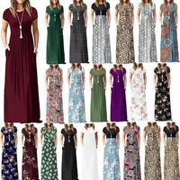 Women's Plus Size Short Sleeves Floral Mix and Match Casual Dresses Solid Color Maxi Dresses Used Clothes Used Clothes Stock Clothes