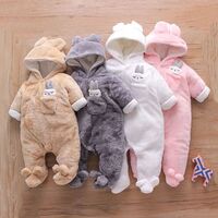 Wholesale Baby Plush Soft Baby Romper Hooded Collar Comfortable Kids Boys Girls Winter Warm Clothes Baby Rompers