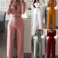 Best Selling Plus Size Long Sleeve Cropped Top and Pants Two-Piece Set Women's